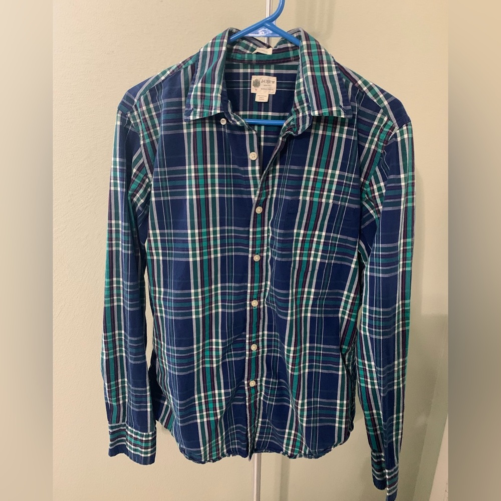 J Crew Size Medium Long Sleeve 100% Cotton Button-down Shirt Tailored Fit